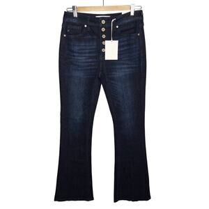 Kancan Petites Teresa High Rise Bootcut Jeans Flares 7/27 Dark Wash NEW Stretch